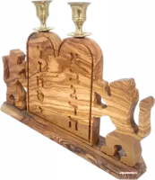 The Ten Commandments, made of olive wood, with a pattern of lions holding the 10 Commandments