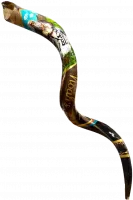 Painted kudu shofar with Noah's Ark pattern