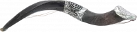 Small kudu shofar, anointing oil, silver plated, with a menorah pattern , handmade