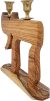 Candelesticks made of olive wood, with a pattern of the Hebrew inscription Chai, suitable for candels,oil_1