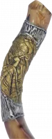 Polished kudu shofar, plated with silver and gold, with a pattern of a priest blowing a shofar, handmade_1