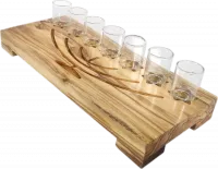 Olive wood menorah, with a menorah engraving and glass cups, handmade_1