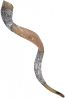 Shofar kudu, with silver and gold plated, pattern after the Ark of the Covenant, handmade_1