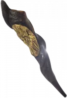 Shofar kudu eland, exotic, silver and gold plated, with pattern, priest blowing the shofar, handmade_1 