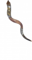 Silver-plated shofar, with the pattern of the spies, handmade