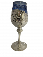Silver Eliyahu glass with blue glass_1