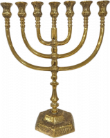 Gold-plated Temple Menorah, a replica of the original, 12inch