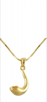 Necklace and pendant in the shape of a ram horn shofar, gold color
