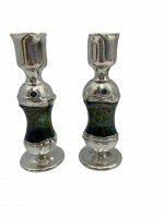 Silver candle holder with glass inside small