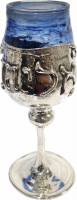 Elijah the Prophet Wine Glass, made of glass, plated with 925 silver, handmade