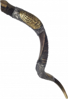 Silver-plated shofar, menorah pattern, handmade