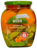 Ассорти помидоры и огурцы консервированные WISH 680 гр.-Photoroom