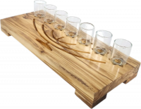 Olive wood menorah, with a menorah engraving and glass cups, handmade_1